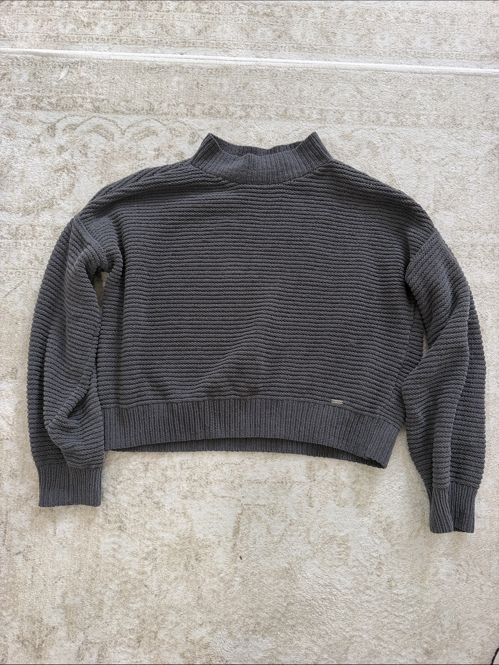 Hollister Charcoal Ribbed Mock Neck Sweater